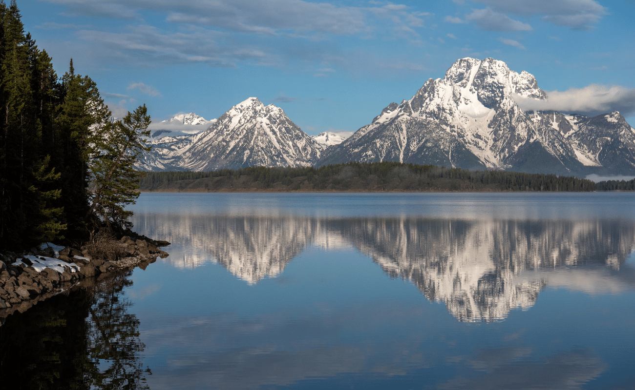 Mt. Moran with mountainous reflections in water